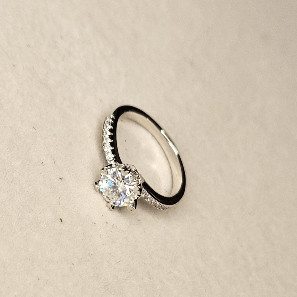 1 Carat Moissanite Silver Toned Ring
